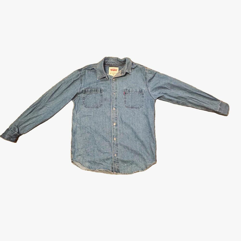Vintage Levi's Red Tab Denim Shirt Mens M Blue 100% Cotton Button-Up Long Sleeve